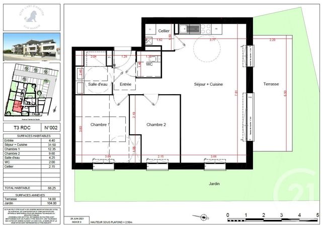Afficher la photo en grand Appartement T3 à vendre - 3 pièces - 66.25 m2 - LA TESTE DE BUCH - 33 - AQUITAINE - Century 21 Duprat Donnesse