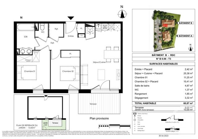 Appartement T3 à vendre - 3 pièces - 60.87 m2 - GUJAN MESTRAS - 33 - AQUITAINE - Century 21 Duprat & Associés