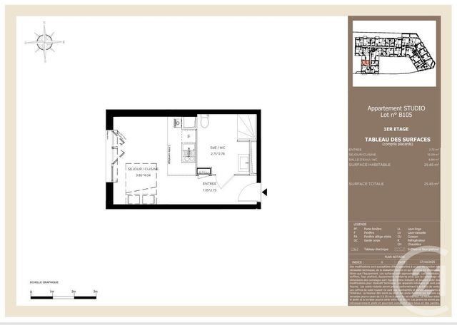 Appartement Studio à vendre - 1 pièce - 25.65 m2 - LE TEICH - 33 - AQUITAINE - Century 21 Duprat & Associés