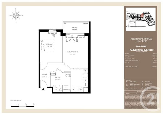 Appartement à vendre - 2 pièces - 47.85 m2 - LE TEICH - 33 - AQUITAINE - Century 21 Duprat & Associés