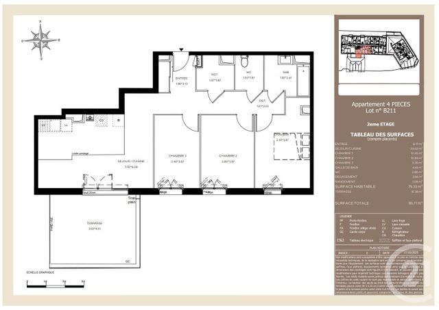 Appartement T4 à vendre - 4 pièces - 79.33 m2 - LE TEICH - 33 - AQUITAINE - Century 21 Duprat & Associés